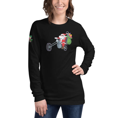 Santa Motorcycle Unisex Long Sleeve Tee