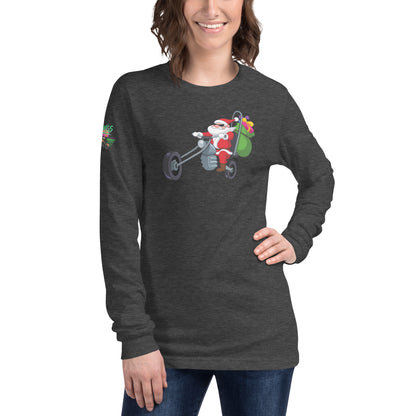 Santa Motorcycle Unisex Long Sleeve Tee