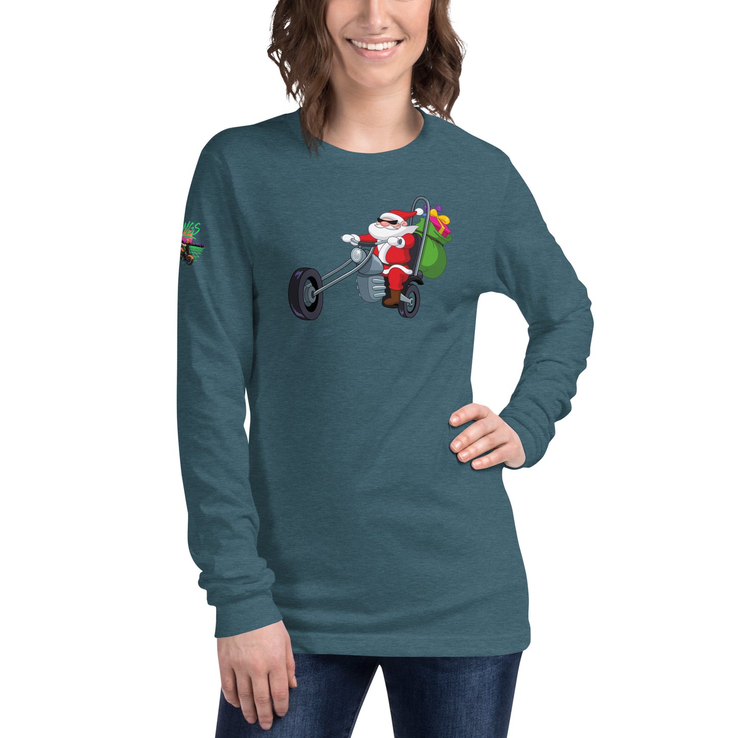 Santa Motorcycle Unisex Long Sleeve Tee
