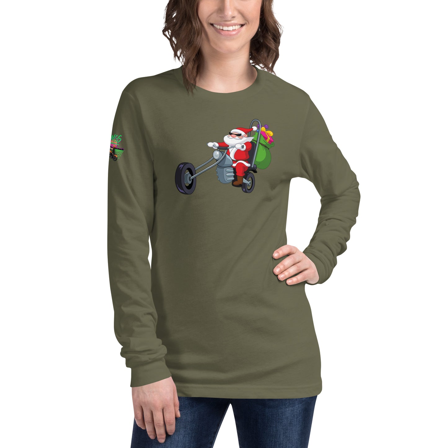 Santa Motorcycle Unisex Long Sleeve Tee